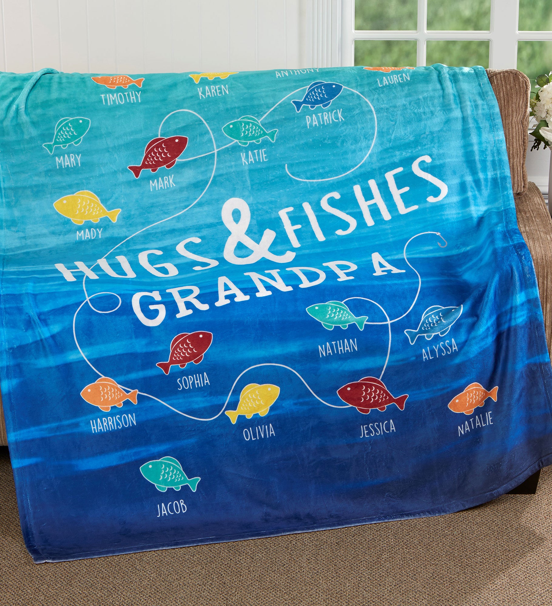 Hugs & Fishes Personalized Blanket